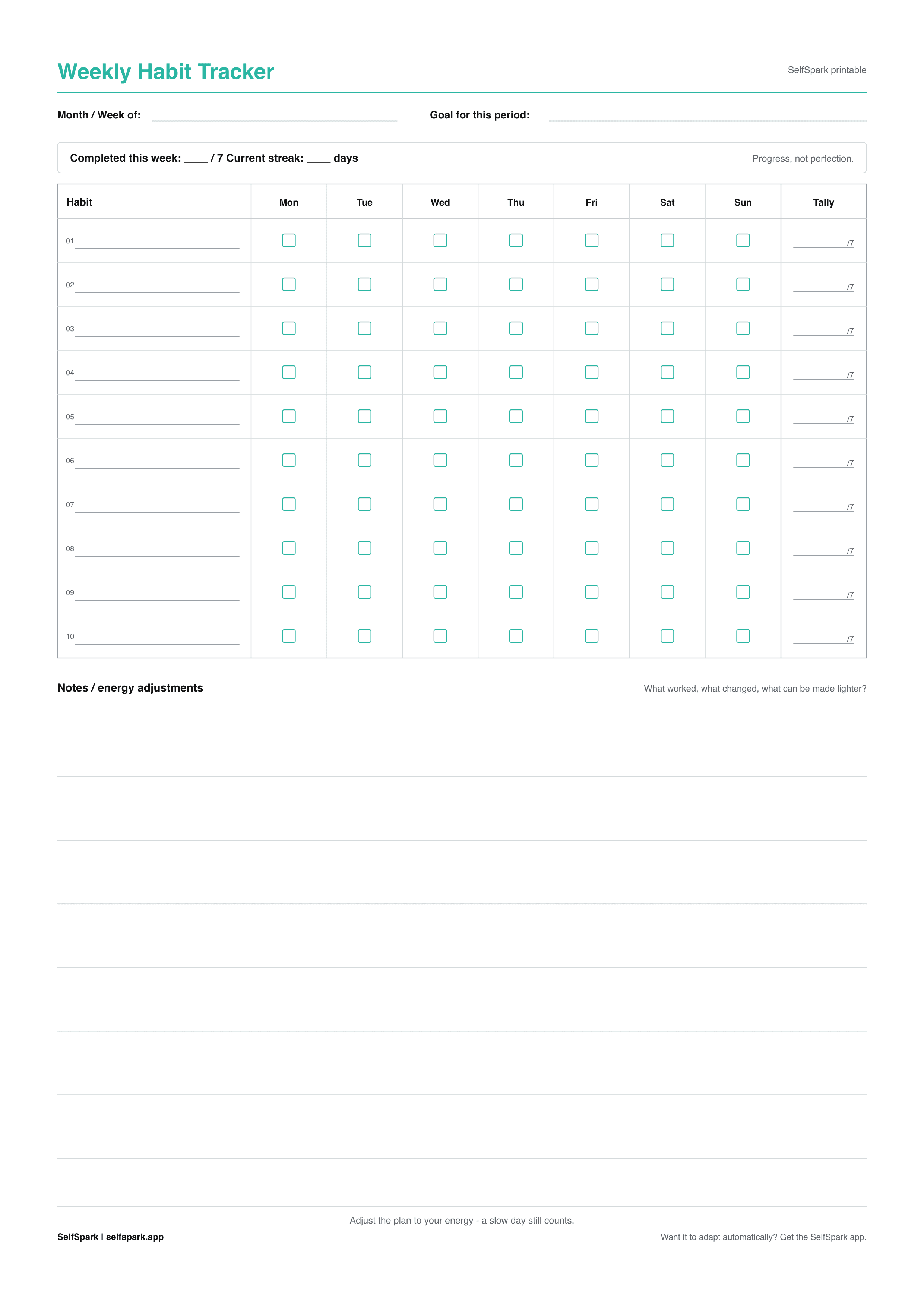 Habit Tracker Planner — Free Printable Planner With Habit Tracking